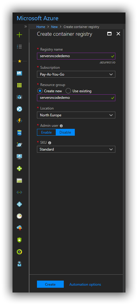 create-an-azure-container-registry