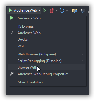 Select  browse with from the debug options.