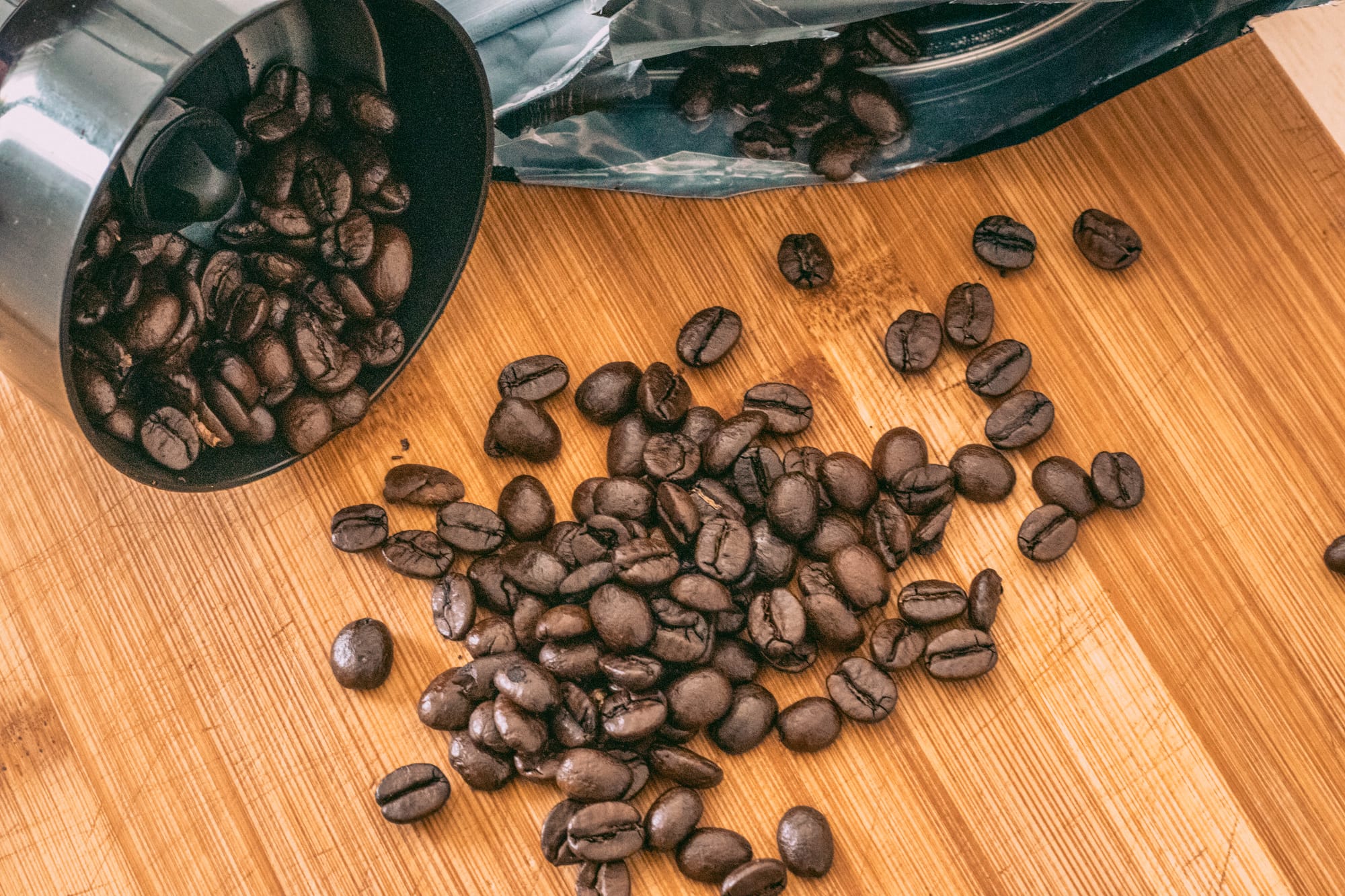 Photo of coffee beans ready for the grind.